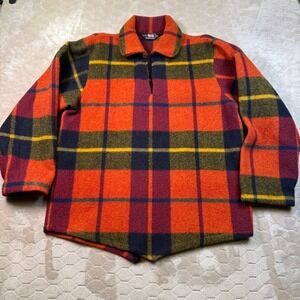 VTG 40s 50s Woolrich Pullover Wool Field Jacket Mens Large Plaid Shirt Shacket